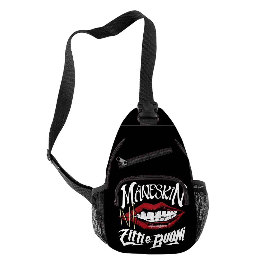 Popular Youthful Maneskin Boys/Girls 3D Print Chest Bags Oxford Waterproof Sports Crossbody Travel Bag Shoulder Bags