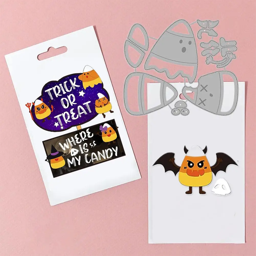 

Halloween Metal Cutting Die Bat Ghost Witch Candy Holder Cutting Die For DIY Scrapbooking Halloween Candy Party Making Gift U1O0