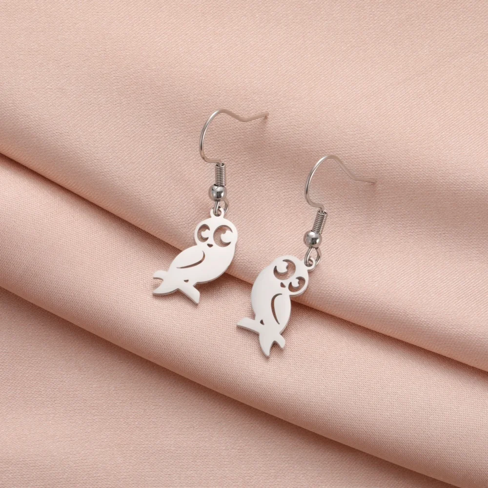 Eueavan Edelstahl Nette Eule Anhänger Baumeln Ohrringe Für Frauen Mädchen Neue Mode Charme Tier Schmuck Geburtstag Geschenke – Detail 13