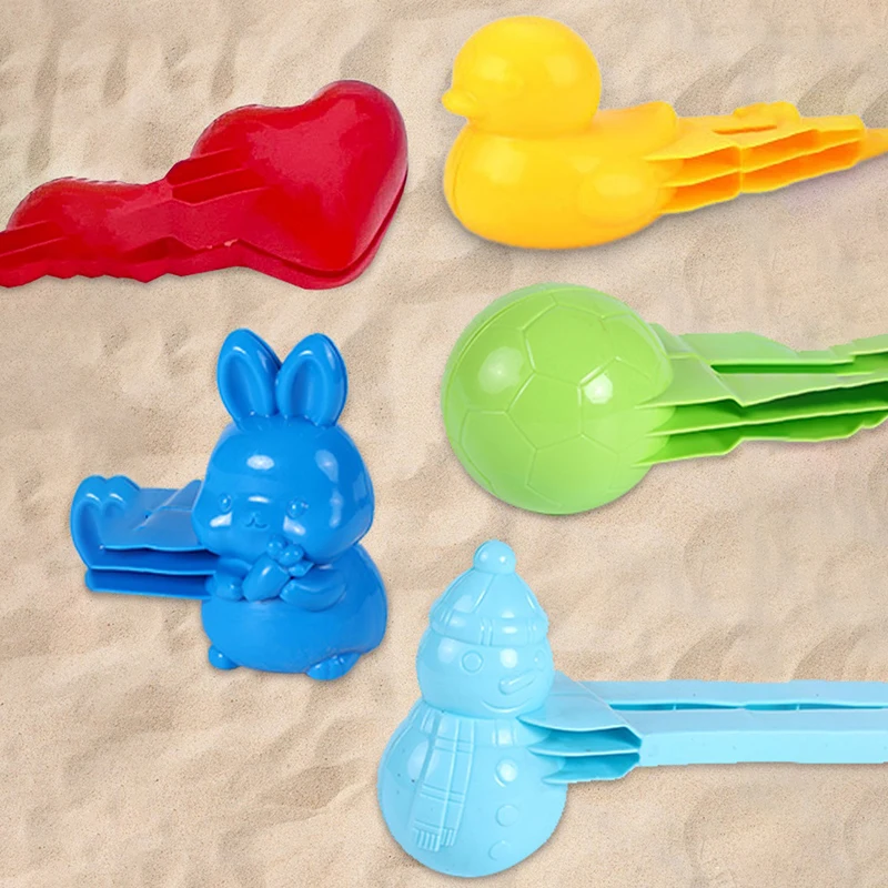 DIY 눈덩이 만들기 도구, 손잡이가 있는 귀여운 오리 모양 초밥 틀, 어린이 야외용 플라스틱 오리 모양 밥 틀
