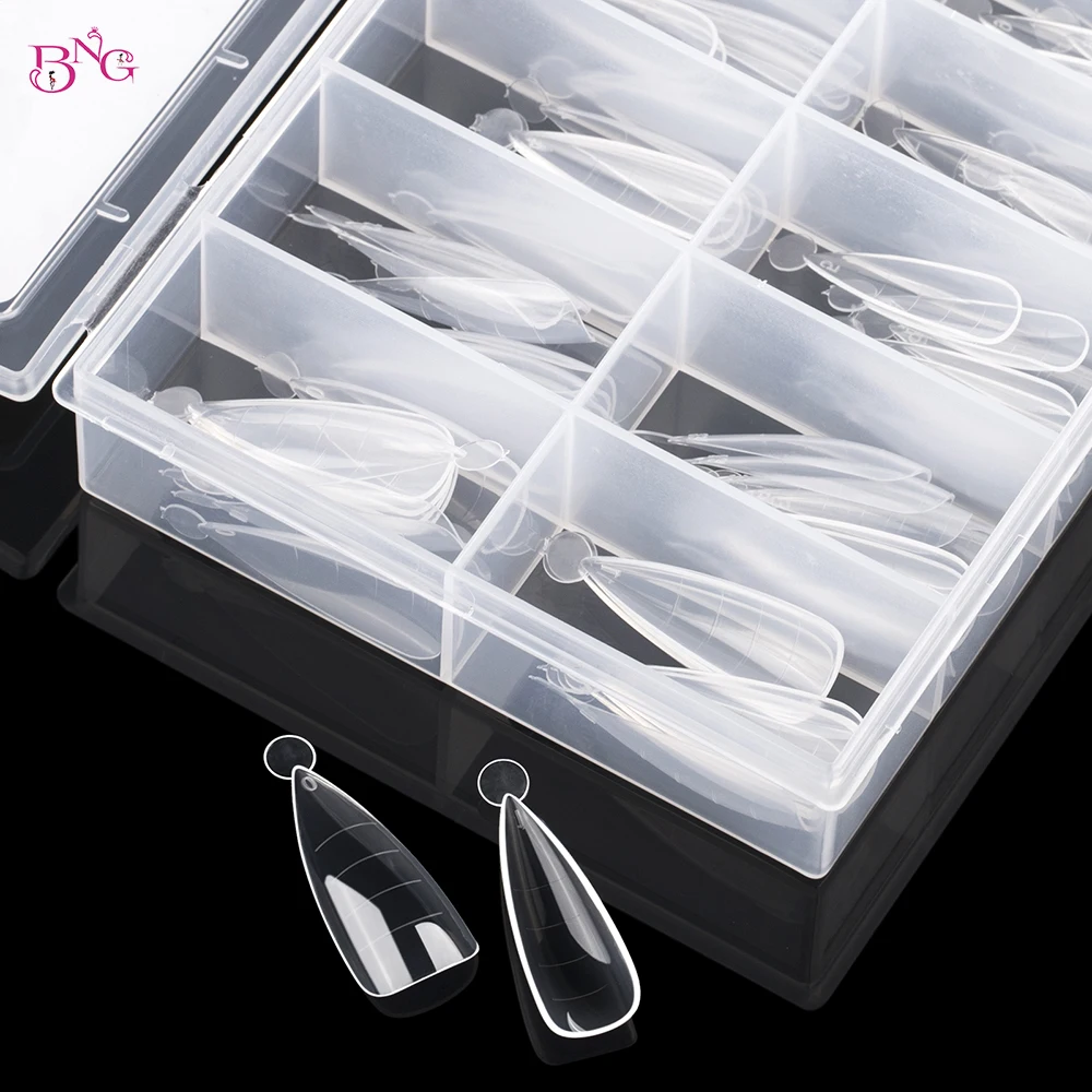 Description Picture 3 of itemBNG 120Pcs Poly Extension Gel Dual Nail Form Builder Gel Stiletto Nail Molds False Nail Tips for Gel Manicure Nail Art Design