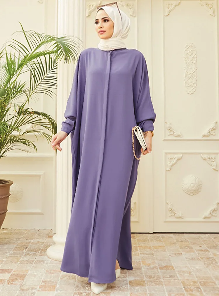 Islamic Clothing Dubai Eid Stylish Modest Fashion Muslim Abaya Clothing with Batwing Sleeves in Southeast Asia Style Kimono