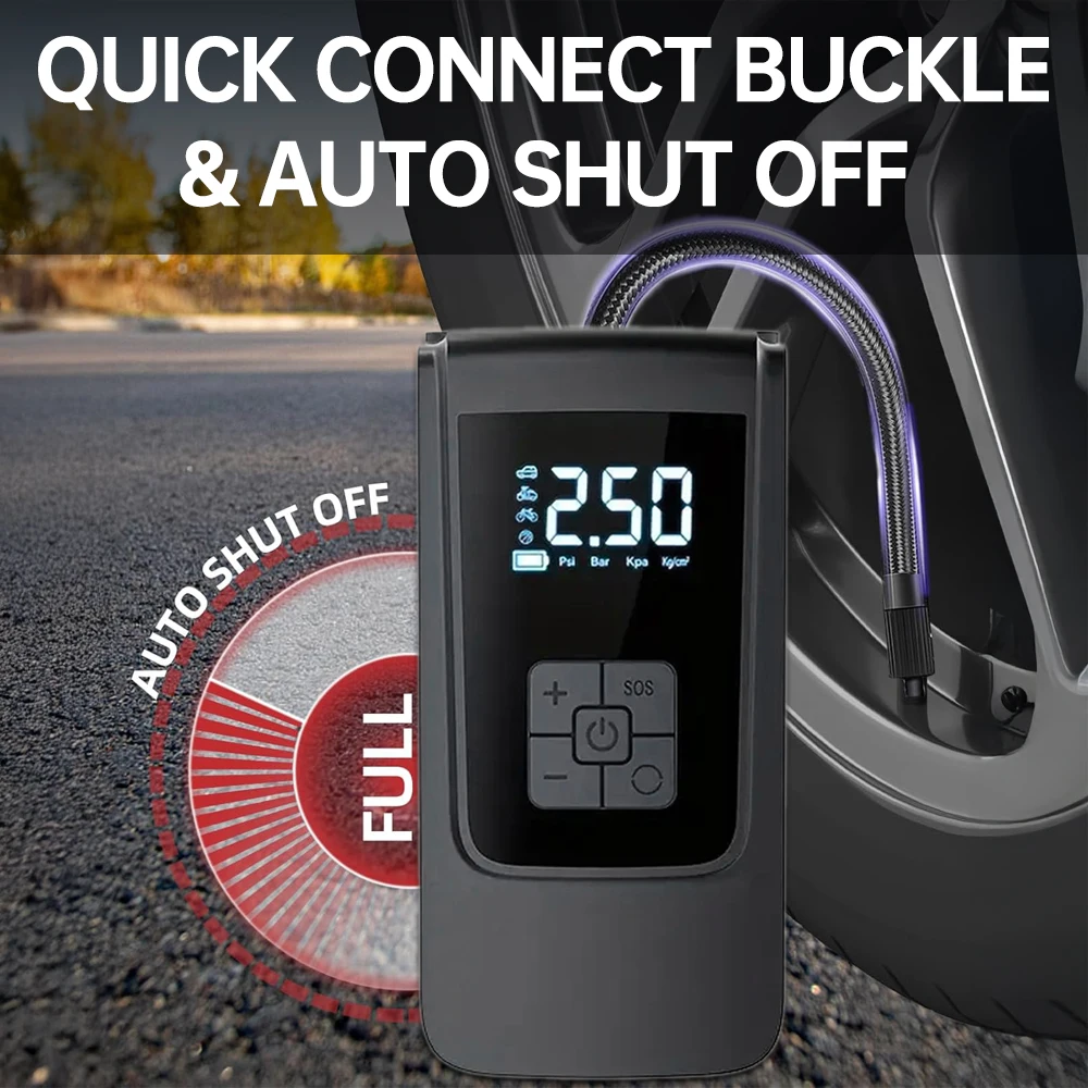 12V ������ ���� ���� 150PSI ����Ʈ �޴�� ���� ����� LED ���� SOS �÷��� ���� 4 ���� ���� ���÷��̼� ���