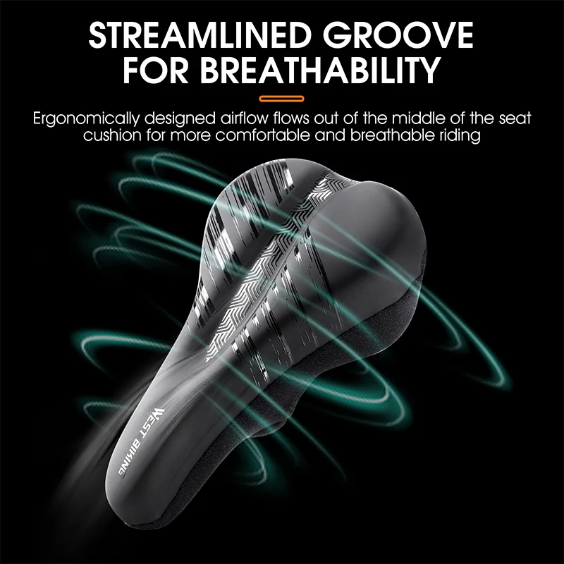 Bicycle Saddle Cover Bicycle Seat Cover WEST BIKING Waterproof Soft Gel Non-Slip Shock Absorption PU Leather 3D Seat