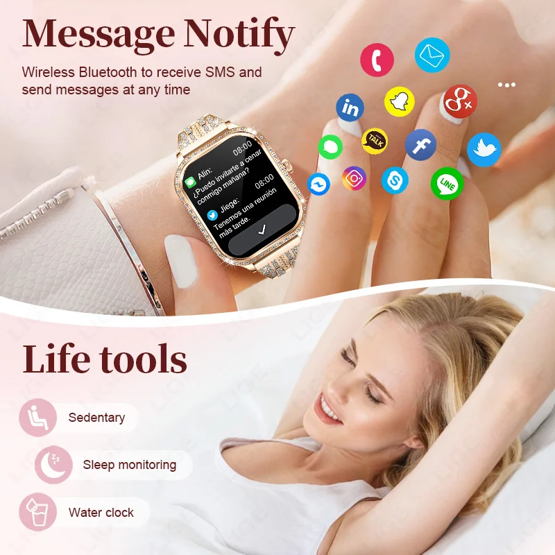 Nuovo Smartwatch per Donne, Display HD da 1,75 Pollici, Monitoraggio Frequenza Cardiaca, Fitness, Impermeabile IP68, Chiamate Bluetooth, Regalo per Signore - Image 5