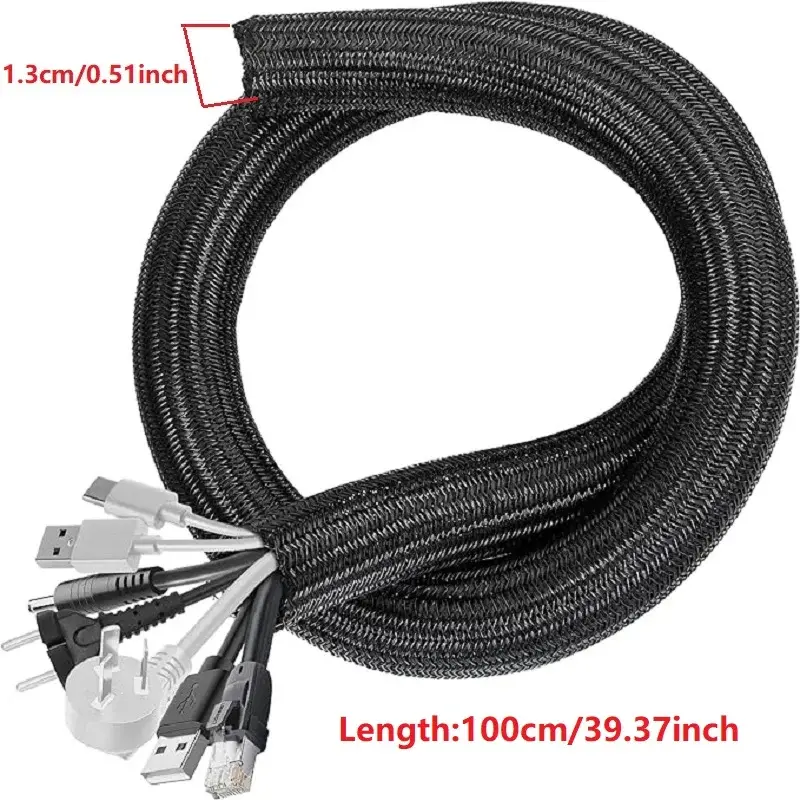 Braided Cable Sleeve 1m/3m/5m Pet Nylon Wrap for Desk PC TV Wire Protector Braided Wire Cover Casing Cable Organizer image 11