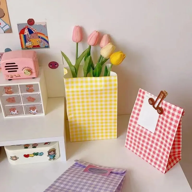 10/20pcs bunte karierte Geschenkt üte Süßigkeiten Keks Snack Tasche geeignet für Hochzeit Geburtstags feier Weihnachten Halloween – Detail 3