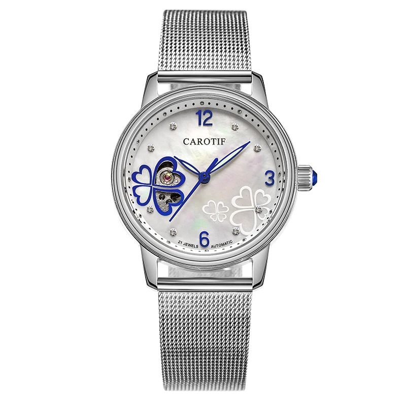 

Carotif Top Brand Luxury Women's Watches Mechanical Waterproof Automatic Skeleton Elegant Watches Clock Reloj Mujer 2023