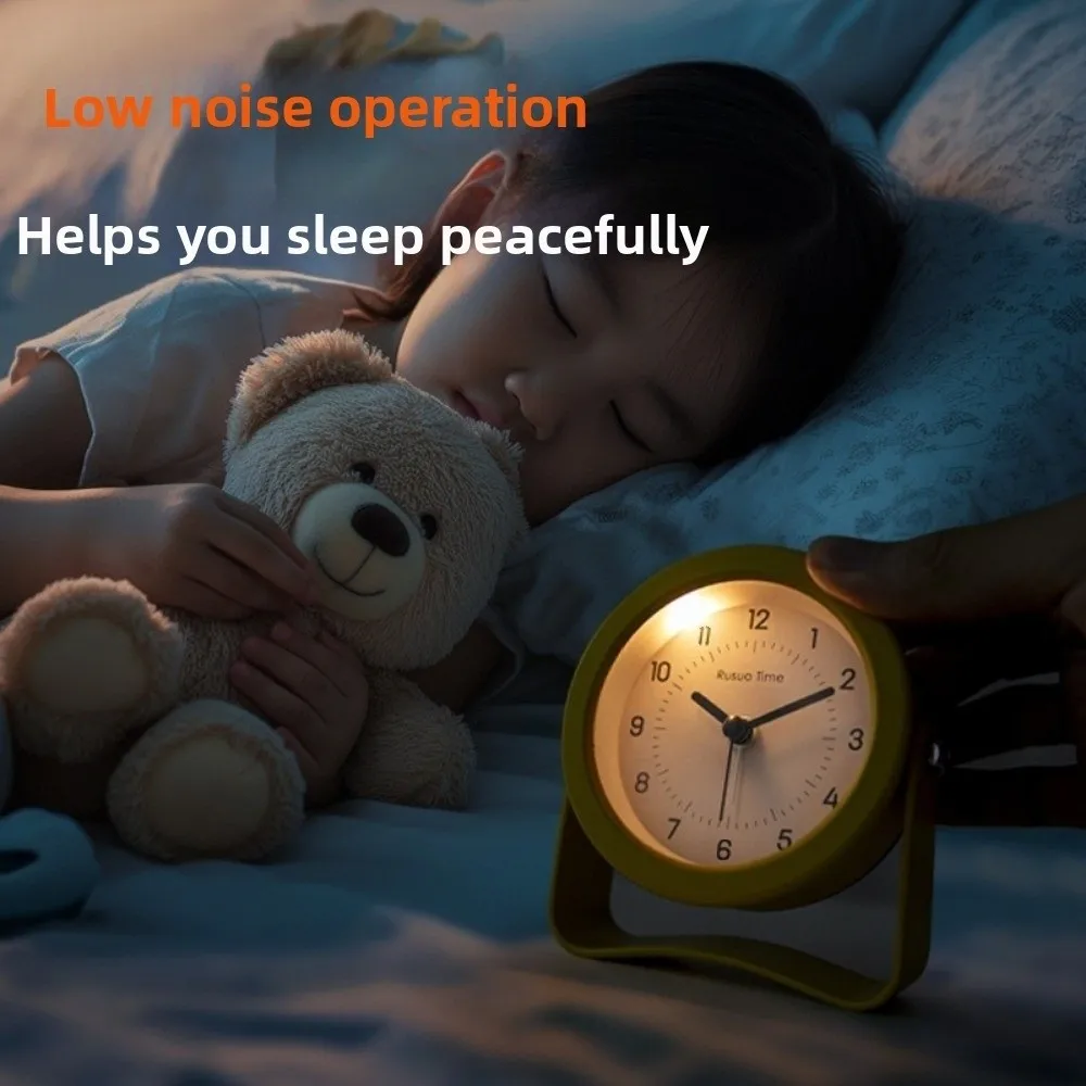 Creative Silent Mechanism Alarm Clock Loud Sound with Night Light Desktop Clock Rotating Bracket Electronic Clock Office Decor