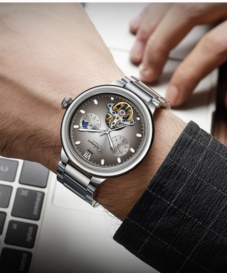 Luxus Herren Neue Mechanische Skelett Uhren Mode Tourbillon Automatische Aushöhlen Uhr Wasserdicht Casual Leuchtende Uhr_voghion.com