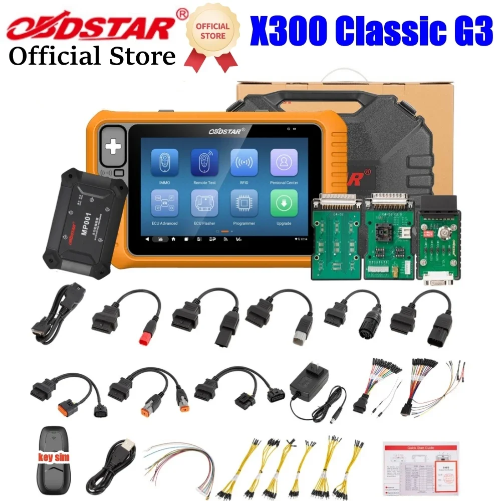 OBDSTAR X300 Classic G3 ECU Programming Tool Key Programmer For Car/ HD/ E-Car/ Motorcycles/ Jet Ski Key Sim Motorcycle Kits 2 Years Update
