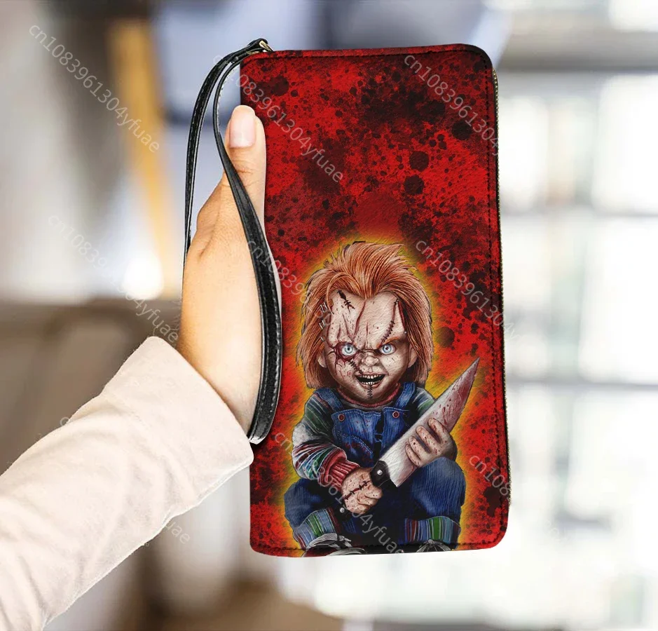 Horror Movie Michael Myers Design Women's Wallet With String Female Long Purse Long Section Moneybag Pocket Pouch for Lady