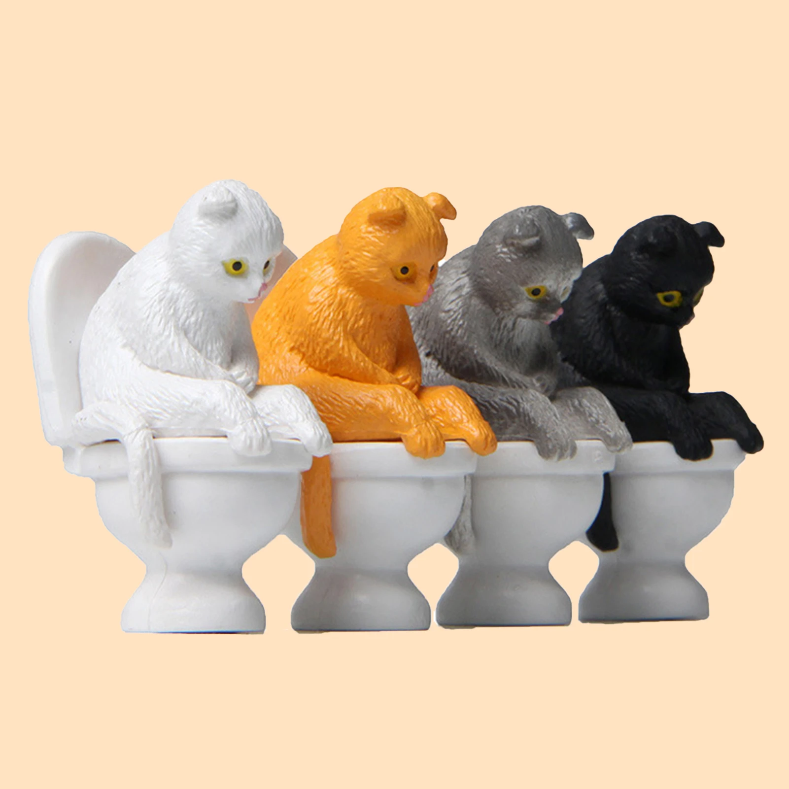 Funny Cat Figures High Simulation Vivid Expression Decoration Accessories Toilet Sitting Miniature Cat Animal Model Toy Kids
