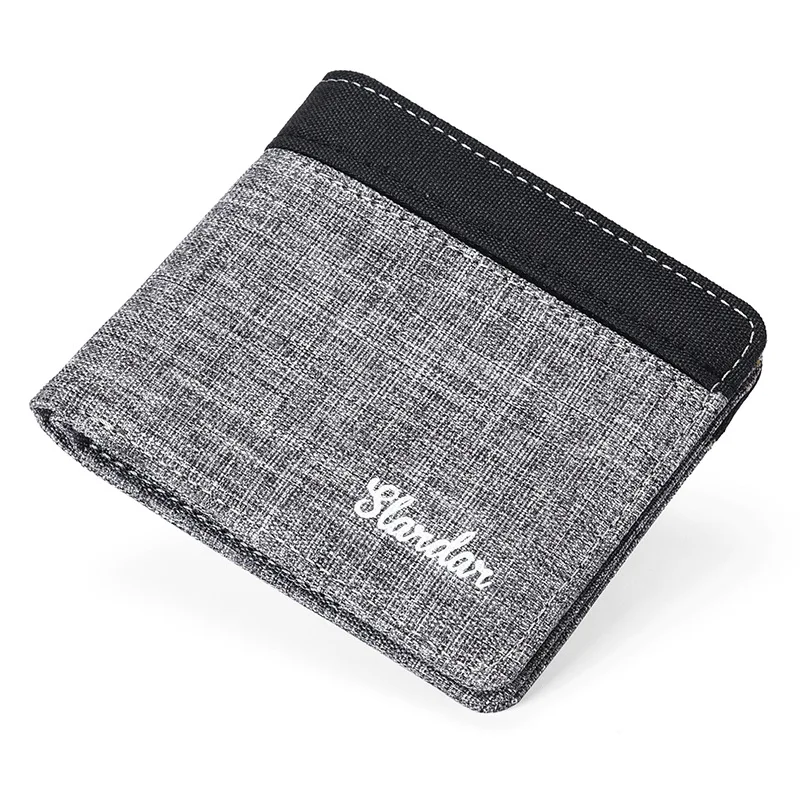 Men's short canvas wallet, student ultra-thin niche wallet, simple and can hold driver's license, men's wallet