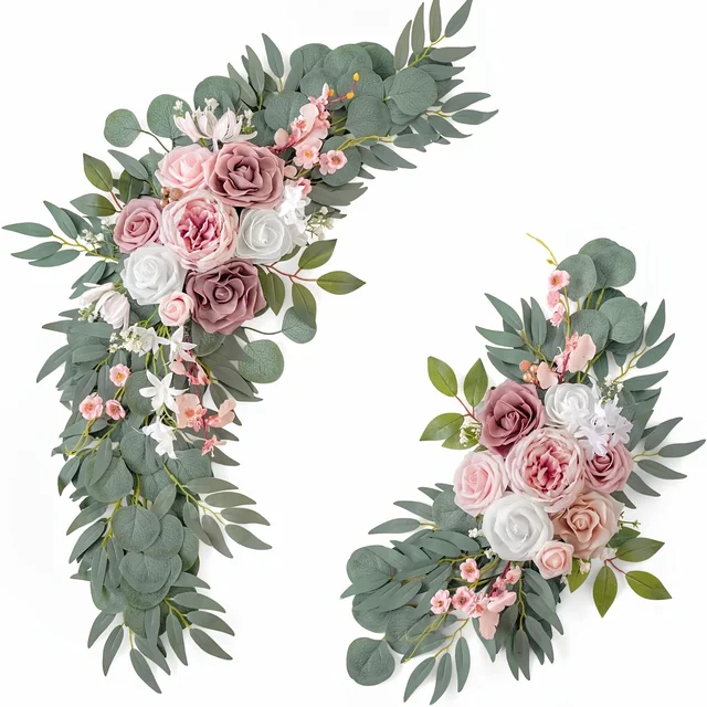 2pcs Wedding Decoration Flowers, Artificial Rose Wreaths,Suitable for Outdoor Decoration,Home Decoration,Wedding Arch Decoration