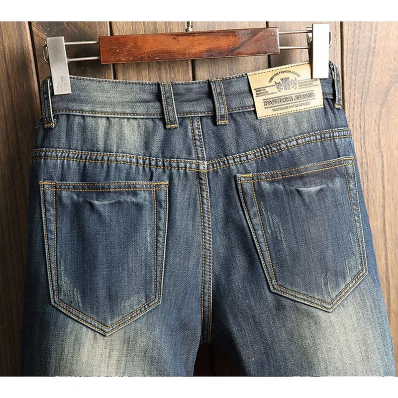 Winter Thick Warm Fleece Jeans Men Plus Size Ripped Patchwork Design Casual Denim Pants Hip Hop Straight Thermal Jean Trousers