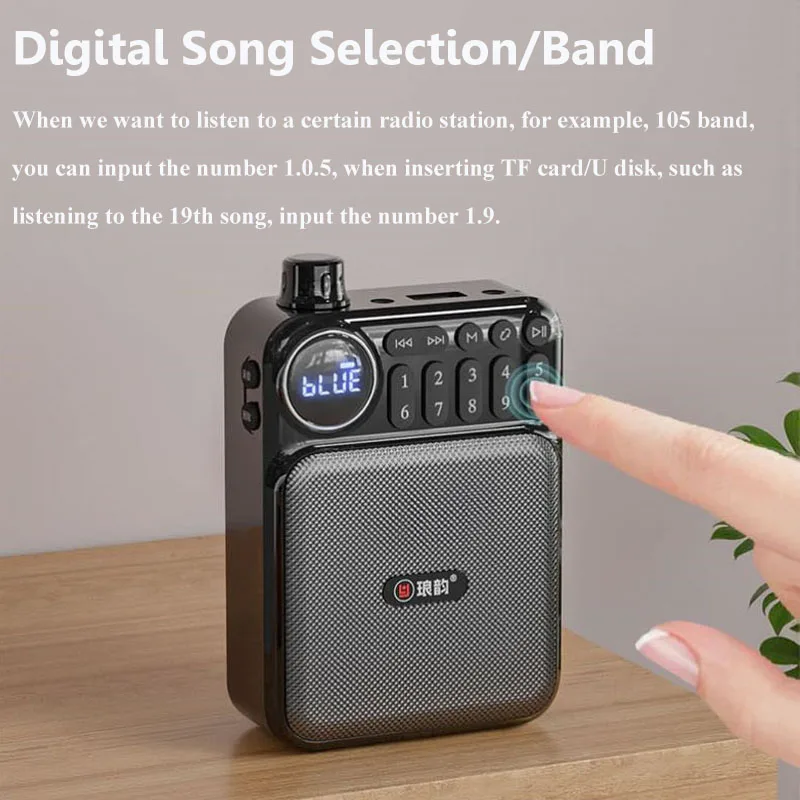 Mini Pocket FM Radio High Sensitivity Digital Radios Recorder Wireless Bluetooth Speaker MP3 Music Player with TF Card USB Port