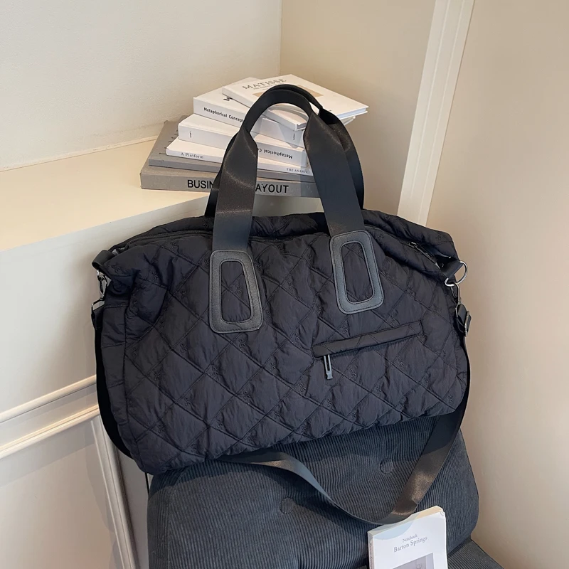Modische Puffertaschen, luxuriöse Designer-Stepp-Umhängetasche für Damen, 2025, neue gepolsterte Handtasche, Übergröße, Nylon, Reise-Umhängetasche – Detail 29