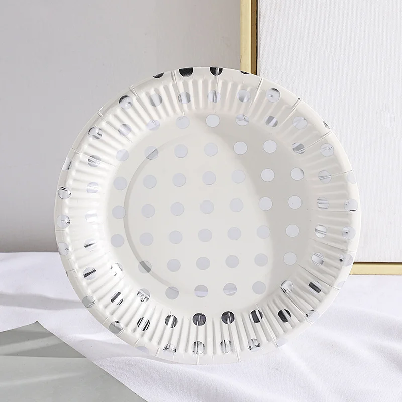 Description Picture 6 of item10pcs/Set 7inch Bronzing Golden Dots Party Disposable Tableware Set Supplies Party Decoration Wedding Supplies