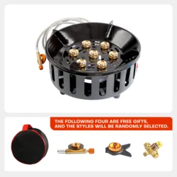High - Power Portable Camping Stove with Windproof Design and Electronic Ignition (Black)