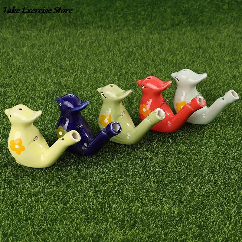 Coloured Drawing Ceramic Water Bird Whistle With Lanyard Bathtime Musical Toy For Kid Early Learning Educational Toy 1Pc 5