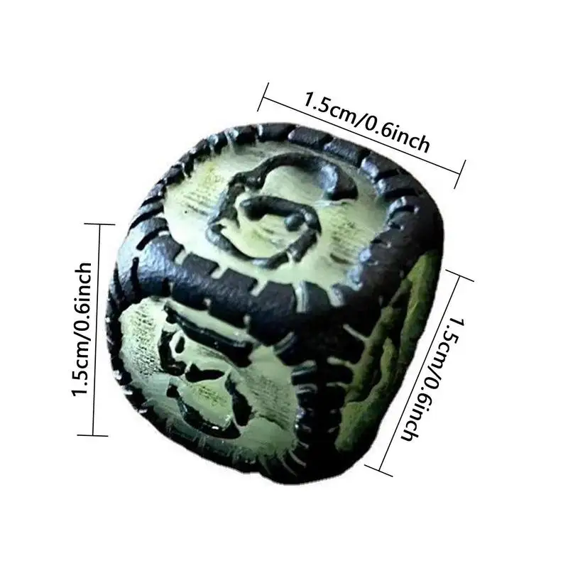 Glowing Dice 6 Sided Resin Dice Luminous Dice Ornament Horror Novelty Ornament Halloween Style Retro Ornaments Mini Skeleton 6