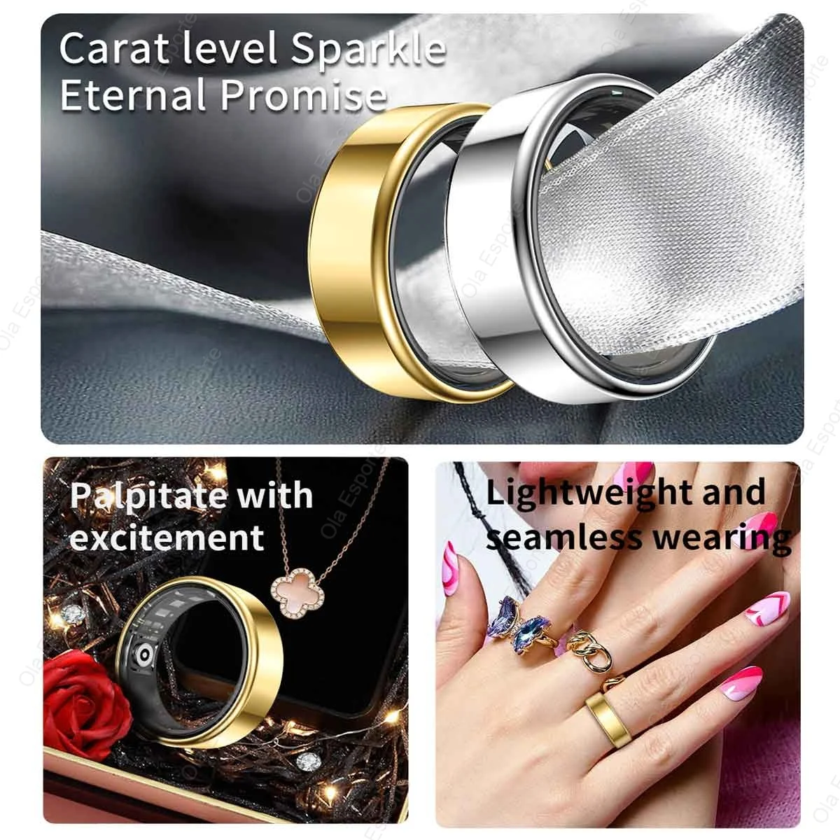 2026 New Multi-Functional Smart Ring Men Women With Charging Case Heart Rate Blood Oxygen Monitoring Waterproof For Android iOS 2