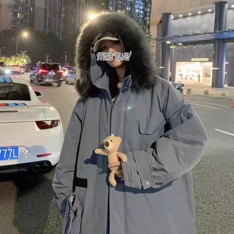 Winter Thickened Wool high-quality Collar Cotton Coat Men's Korean Version Trend INS Hooded Cotton Coat Hong Kong Style Loose