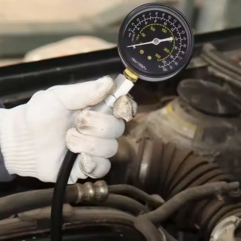 1pc 자동차 엔진 실린더 압축 테스트 도구 0-300PSI 압력 게이지 체크 테스터 공기압 진단 수리 도구 키트
