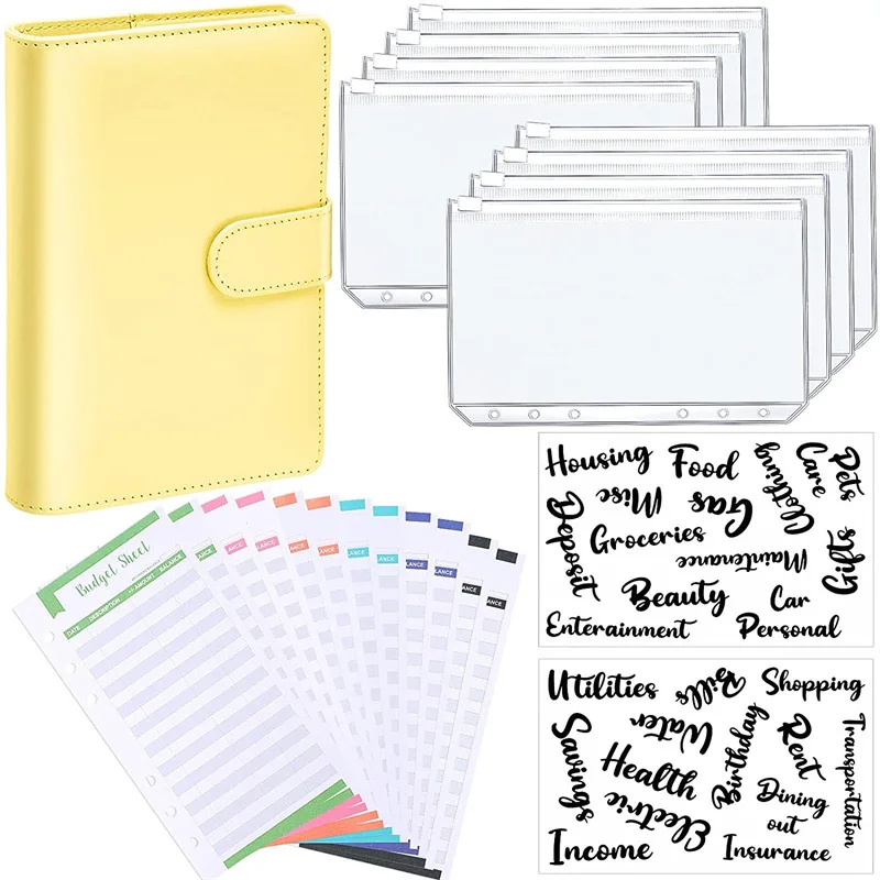 QUCUMER 24 Pcs Feuille Budget A6 + 12 Pochettes Classeur A6 + 24  Autocollants, Budget Tracker à 6 Trous, Accessoires de Classeur Budget A6,  Feuille Budgétaire, pour Classeur de Budget, Bureau, Maison : :  Fournitures de bureau