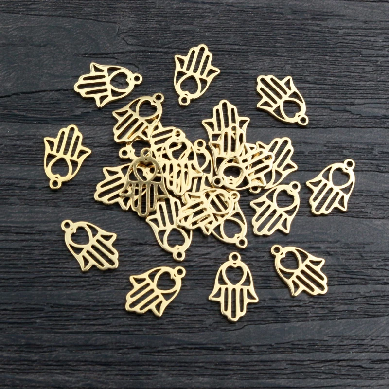 10pcs 12x 9mm 316 Edelstahl Gold Überzogene Hand Kleine Charms Anhänger Für Halskette DIY Schmuck, Die Entdeckungen zubehör