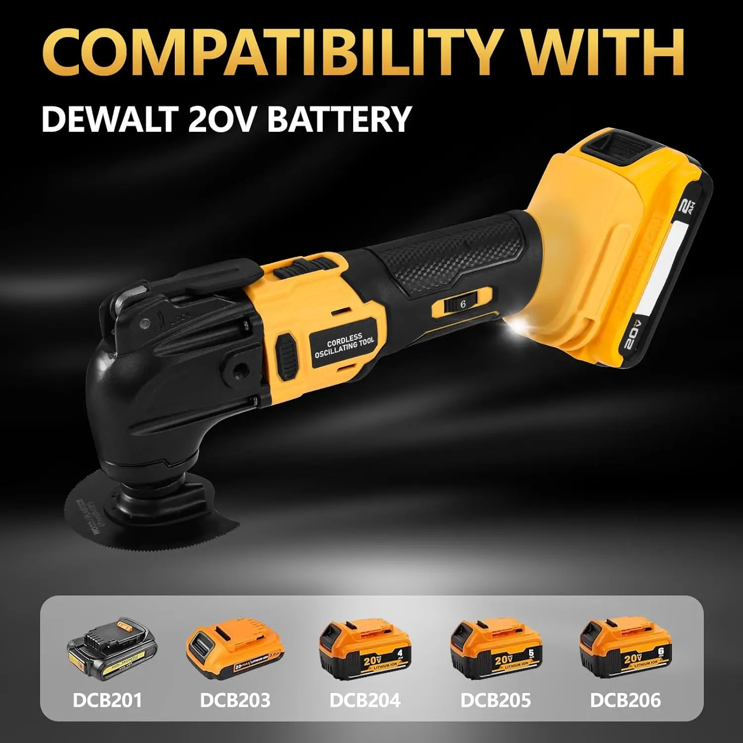23PCS Oscillating Multi Tool Brushless Multi-Tool Handle 6 Variable Speed for Cutting Scraping Sanding for De-Walt 20V Battery 4