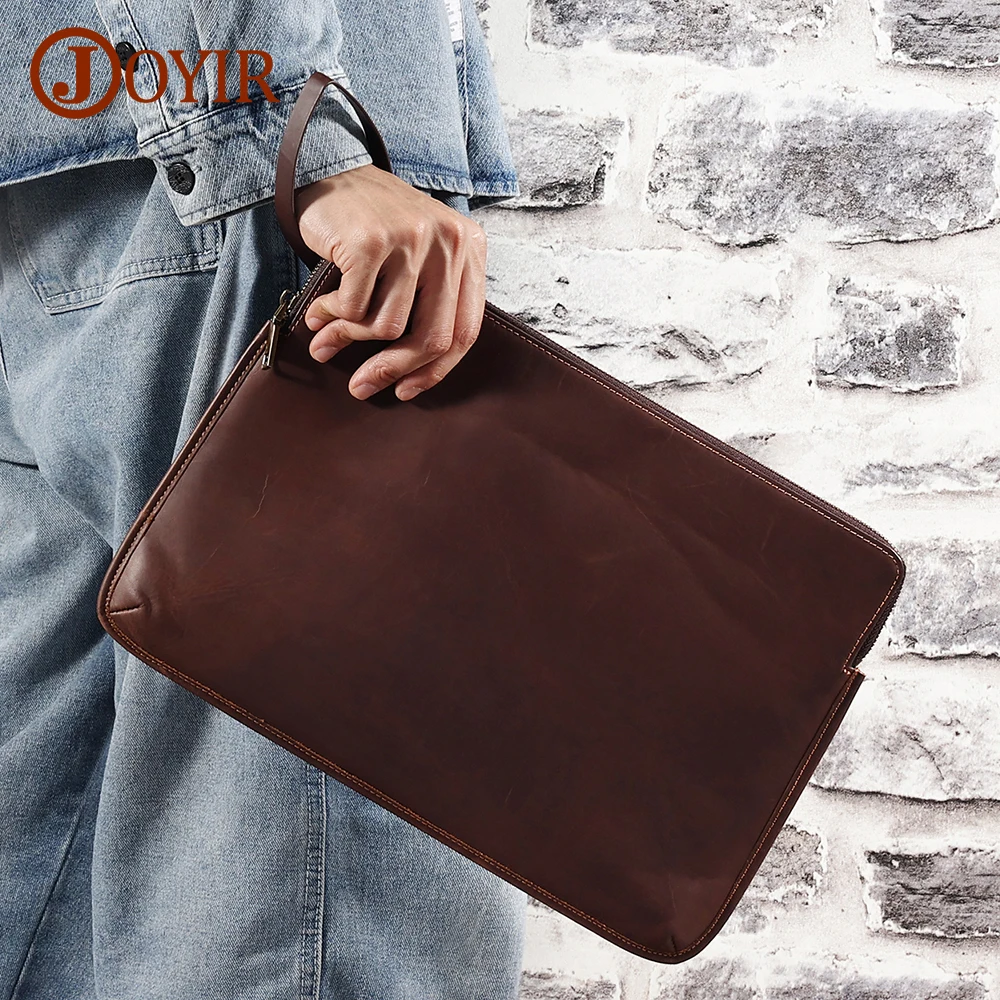 

JOYIR Vintage Crazy Horse Leather Laptop Sleeve Case for MacBook Pro 14.2 Air 13.3 Retro Wrist Tablet Pouch Case Accessories