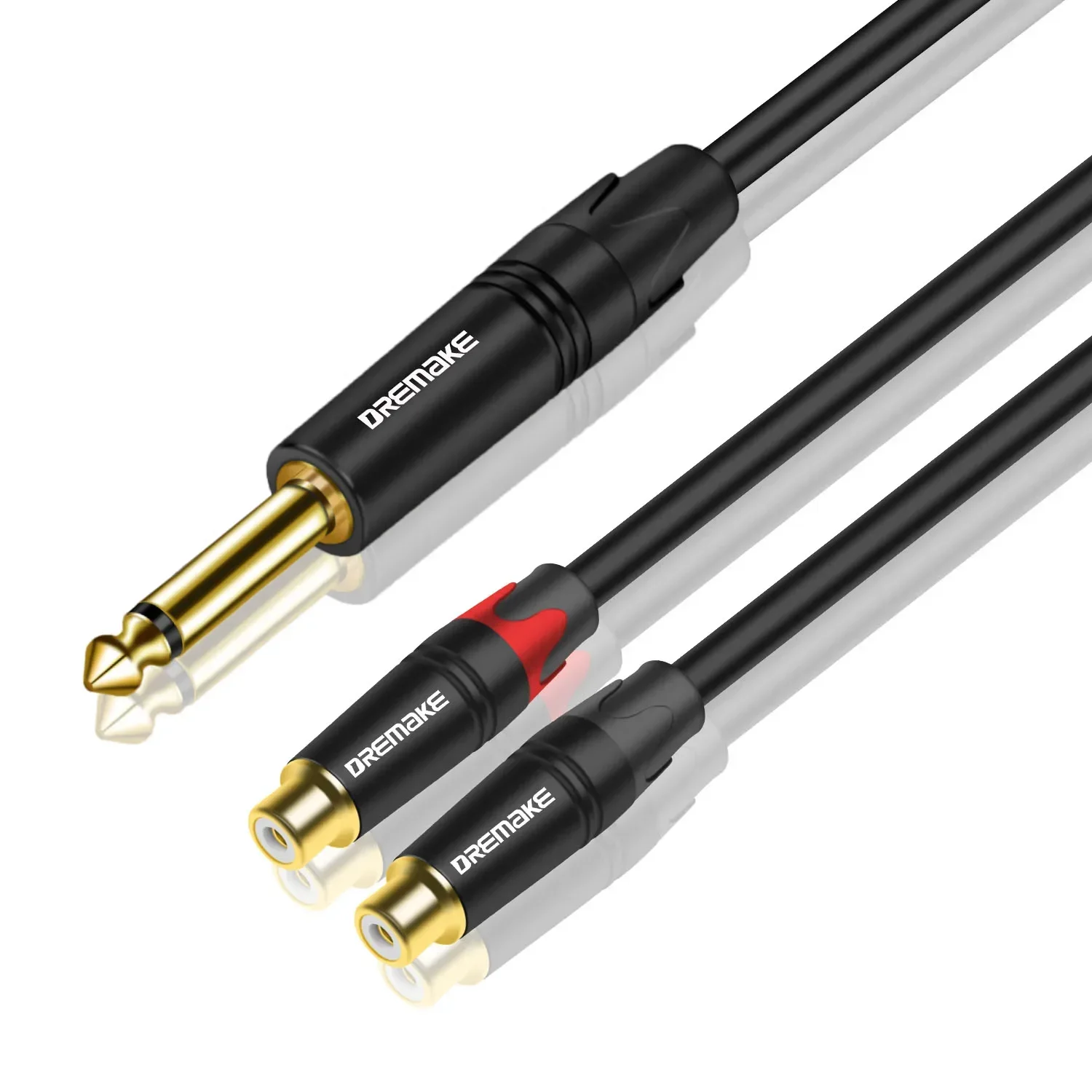 

DREMAKE Audio Cable 6.5mm 1/4 Inch TS To Double RCA Male(Female) Y-Splitter Plug Adapter For DVD Electric Guitar Or Drum So on