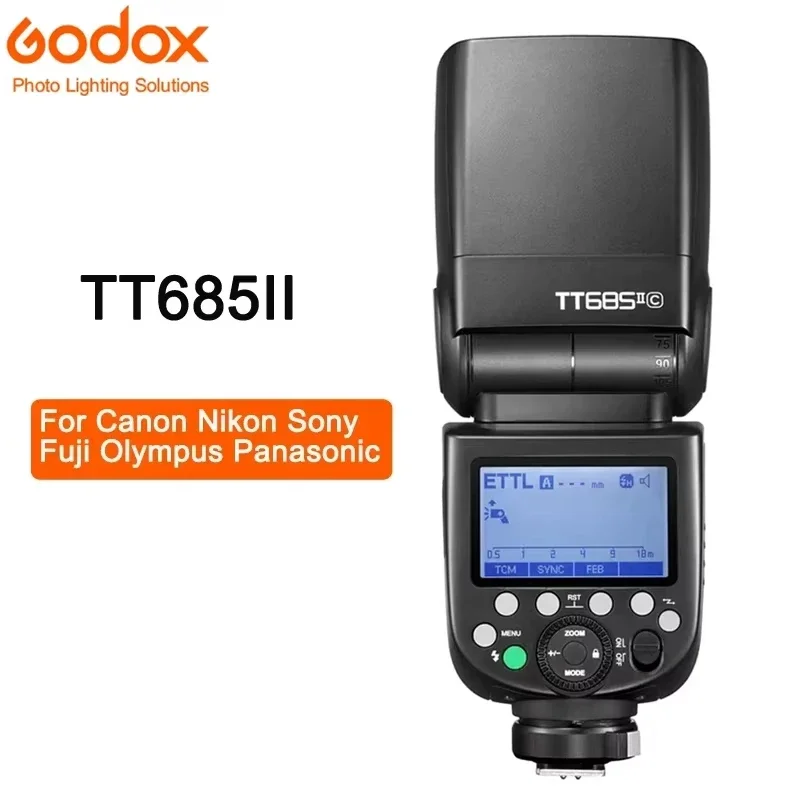 פלאש מצלמה Godox TT685II Speedlite TTL HSS TT685 II עם מערכת אלחוטית מובנית 2.4G X עבור מצלמות קנון, ניקון, סוני, פוג'י ואולימפוס