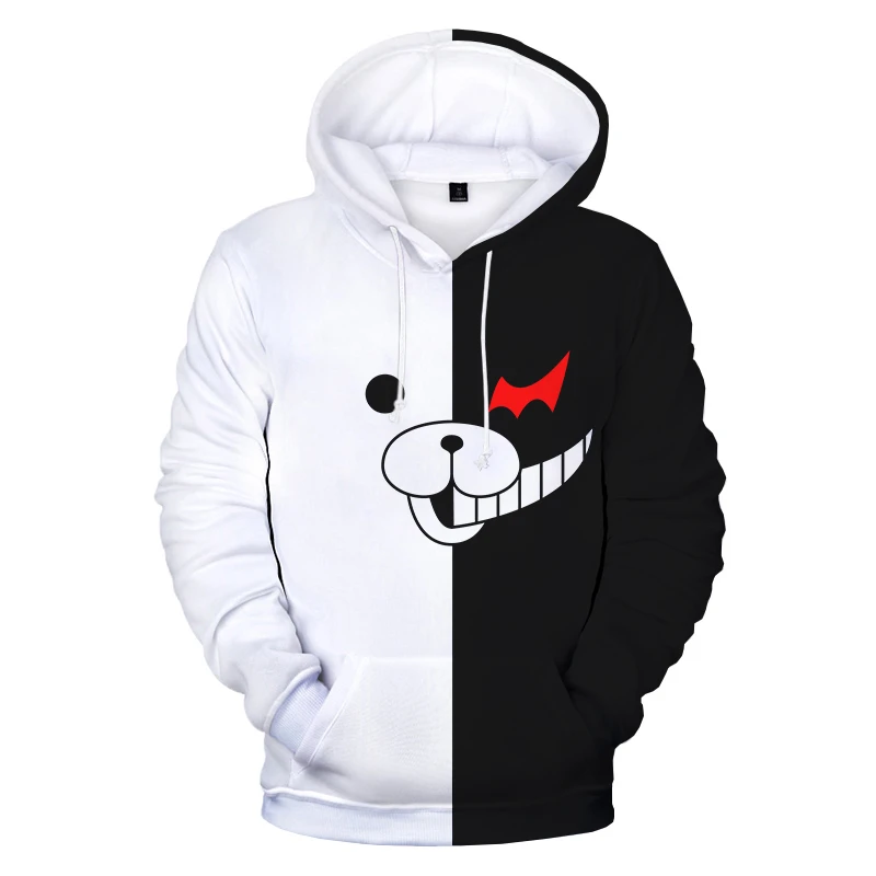 2022  Anime Danganronpa Monokuma 3D Printed Hoodies Unisex Sweatshirts White Black Bear Long Sleeve Pullover Oversized Hoodie hooded hoodie for kids