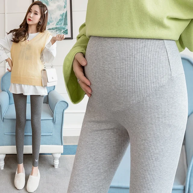 Leggings de grossesse ajustables en coton doux pour femme enceinte