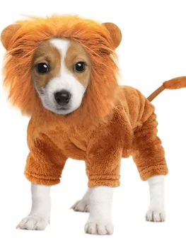 halloween dog costumes, Lion Costume for Cats Kitten Funny Pet Clothing, Cute Fancy Dress with Bow Tie & Mane for Small Dogs, Halloween Christmas Photo 1