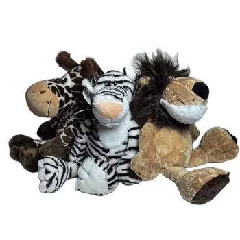 대외 무역 정글 동물 시리즈 봉제 장난감, 만화 버전 고릴라 사자 호랑이 기린 인형, 깜짝 장난감 선물, 25-80cm