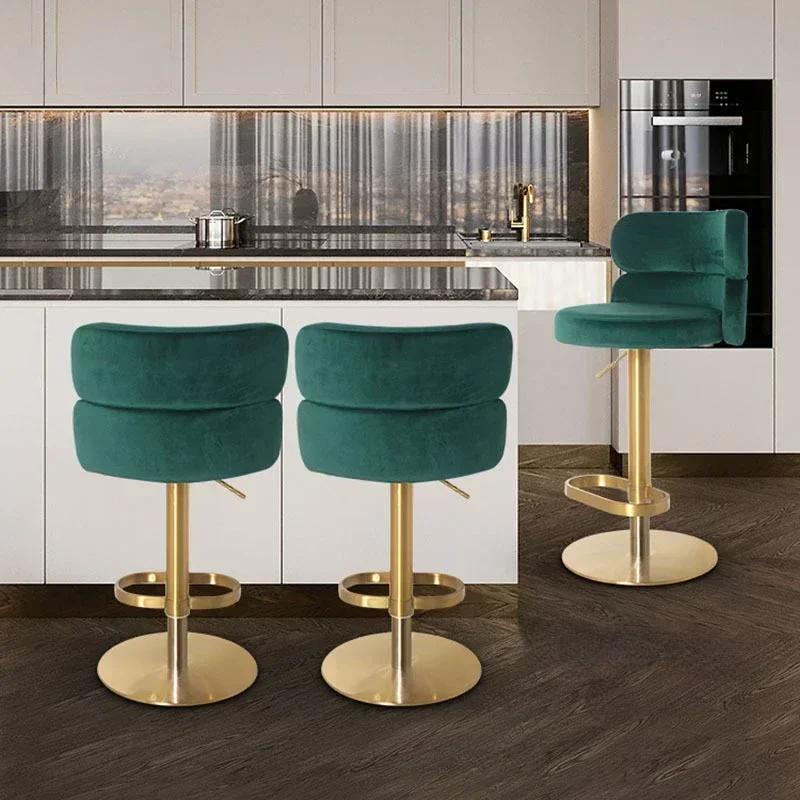 Nordic Design Bar Chair Breakfast Bar Lifting Adjustable Dinning Chair Soft Reception Chairs Salon Furniture