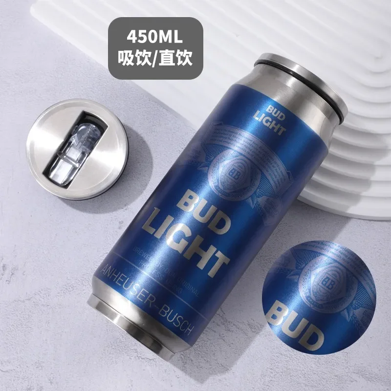 스테인레스 스틸 304 SUS Garrafa Termica Termo Cerveza 뚜껑이 있는 진공 플라스크 맥주 텀블러, 산화 방지, 500ml