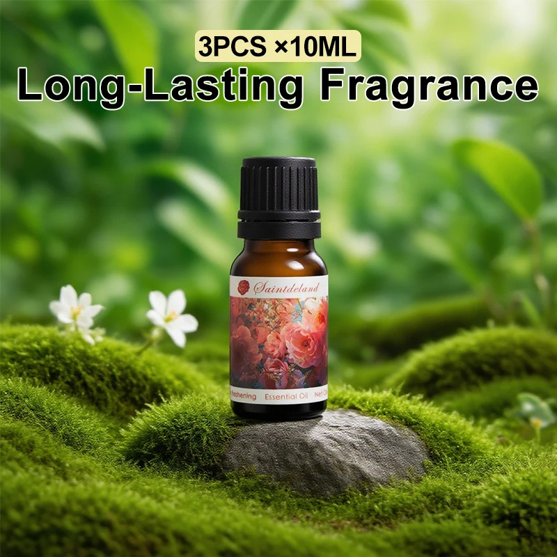Lot de 3 recharges de 10 ml d'huiles essentielles pour diffuseur d'arômes, parfum longue durée, pour la maison et l'hôtel, avec diffuseur à bâtonnets._voghion.com