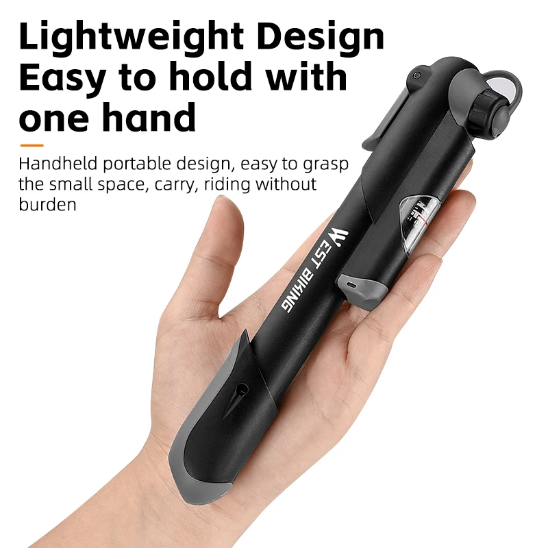 WEST BIKING Portable Bike Pump 100PSI High Pressure Handle Pump Schrader Presta Valve Universal MTB Road Bicycle Tire Inflator