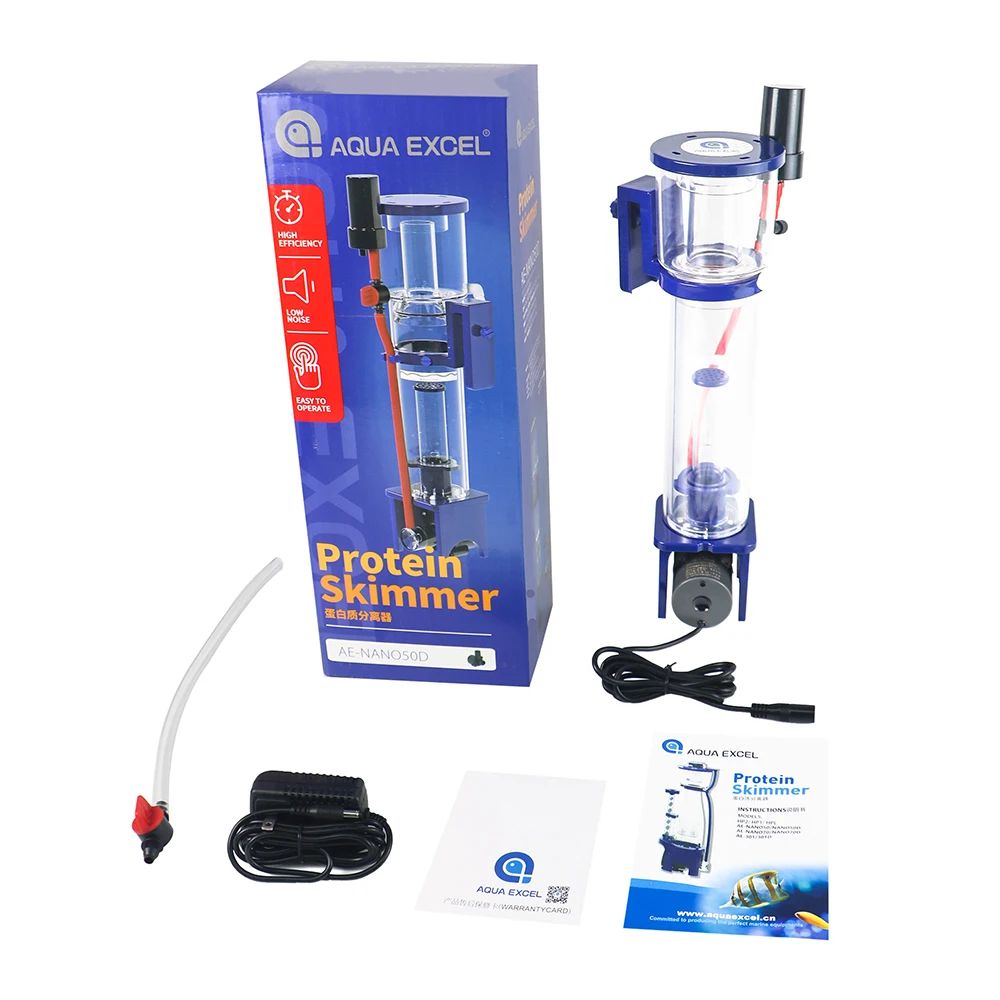 Aqua Excel AE-NANO40/50/70D DC 12V Mini Nano Coral Reef Saltwater Aquarium Fish Tank HOB Hang-On Back Filtration Protein Skimmer 6