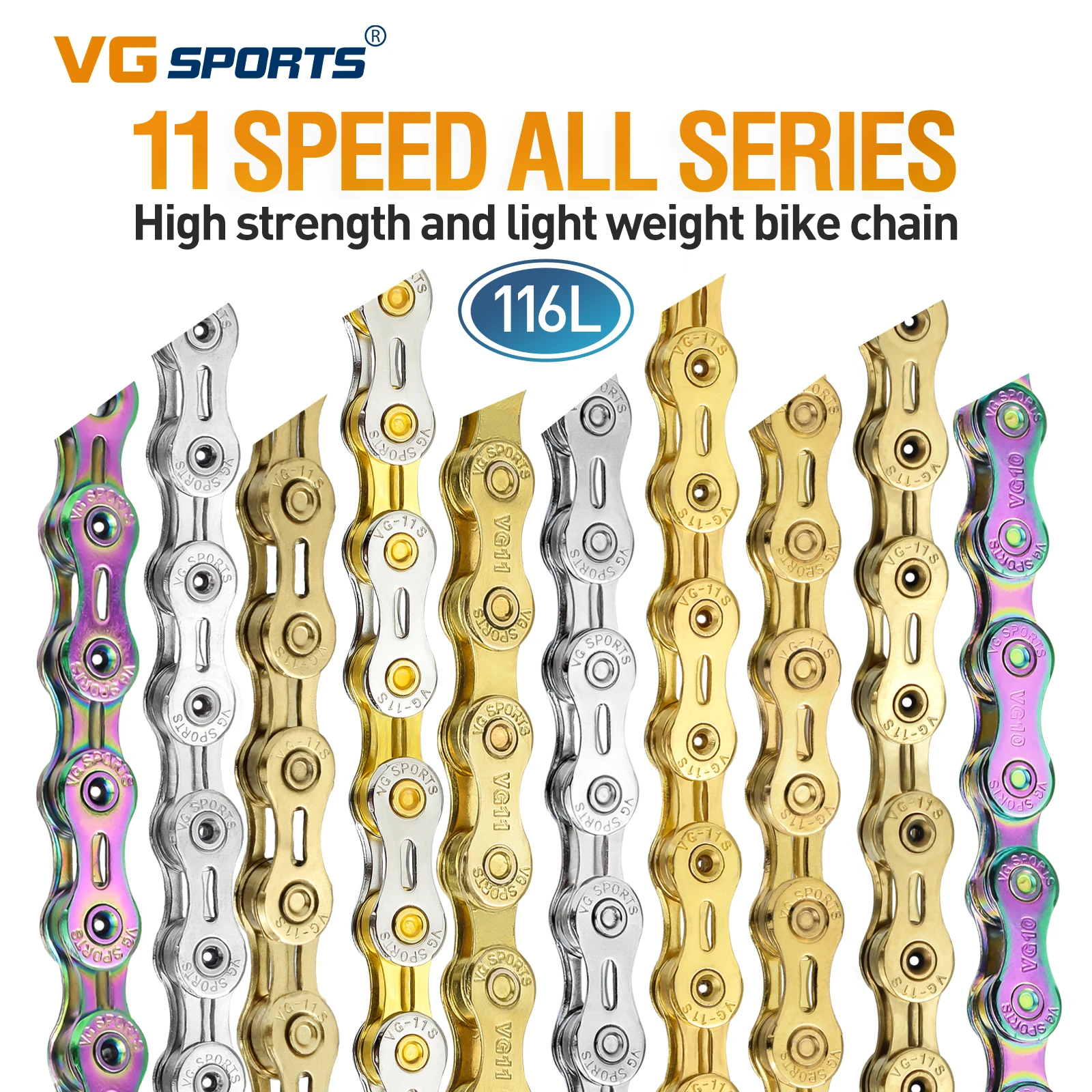 Vg Sports Bicycle Chain 11 Speed Bike Chain Half/full Hollow 116l