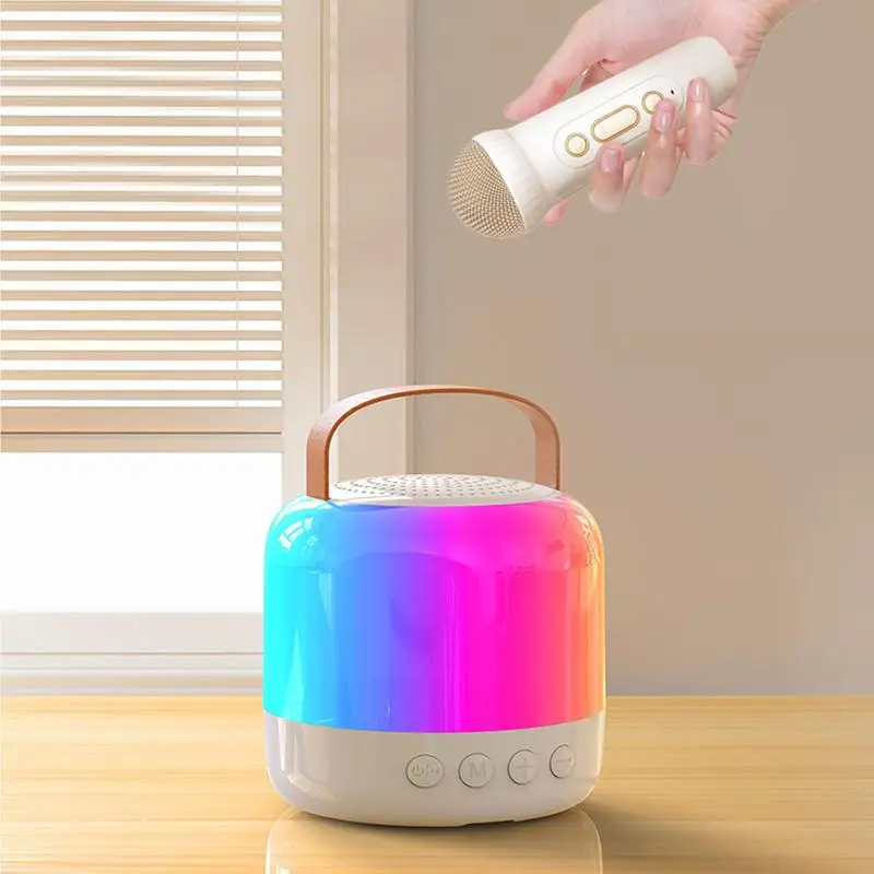 Karaoke Machine Portable Bluetooths Speaker System With 2 Wireless Colorful Microphones Home Family Singing Childrens Gifts