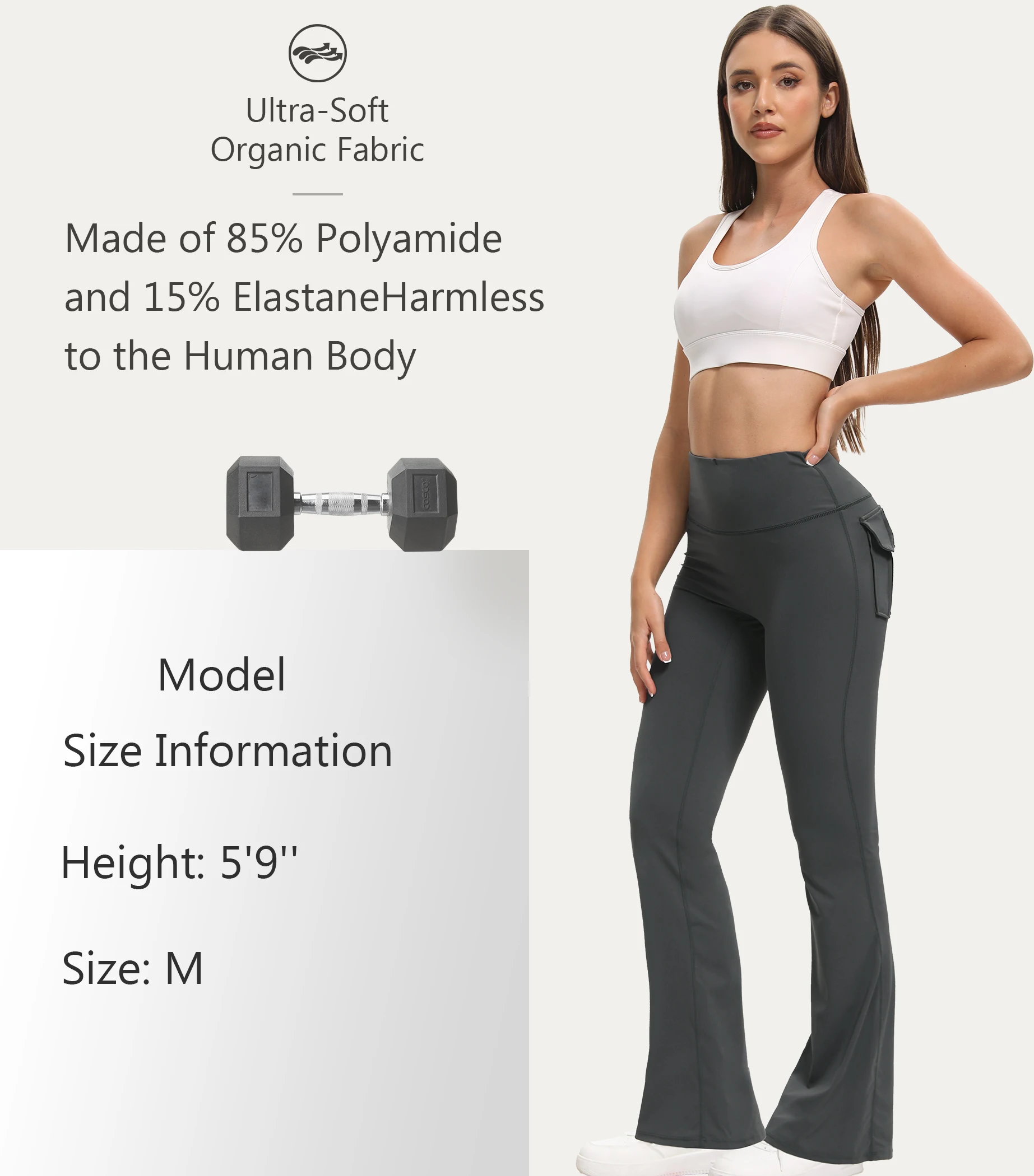 Pantaloni Yoga Bootcut Donna A Vita Alta Con Tasche, Pantaloni Da Allenamento Bootleg Morbidi Per Fitness E Relax