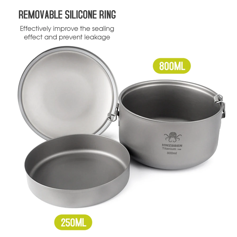 

800ml Titanium Tin Box Portable Food Storage Container Lunch Box for Home Outdoor Camping Hiking Picnics Tableware