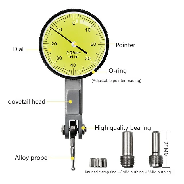 0.8mm Machining Precision Measuring Tools Dial Test Indicator Hour Type