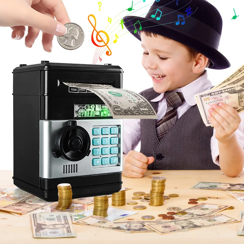 

Electronic Piggy Bank ATM Password Money Box Cash Coins Saving Box ATM Bank Safe Box Automatic Deposit Banknote Birthday Gifts